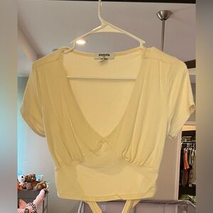 RSQ Cream V-Neck Wrap Blouse
